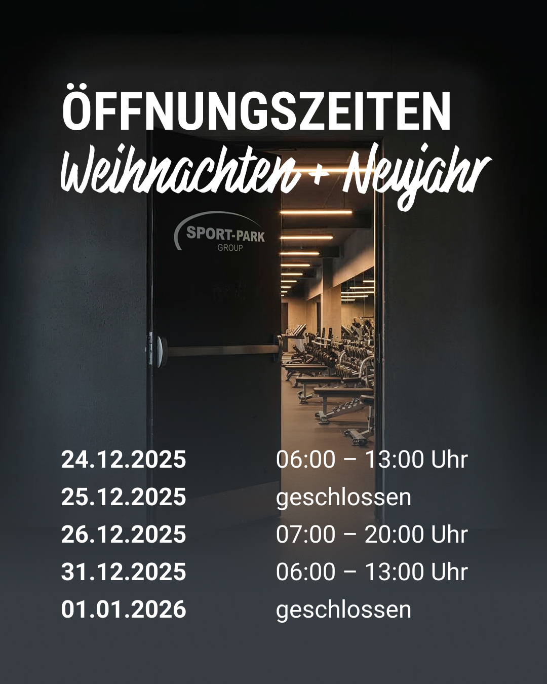 Öffnungszeiten an Weihnachten + Neujahr